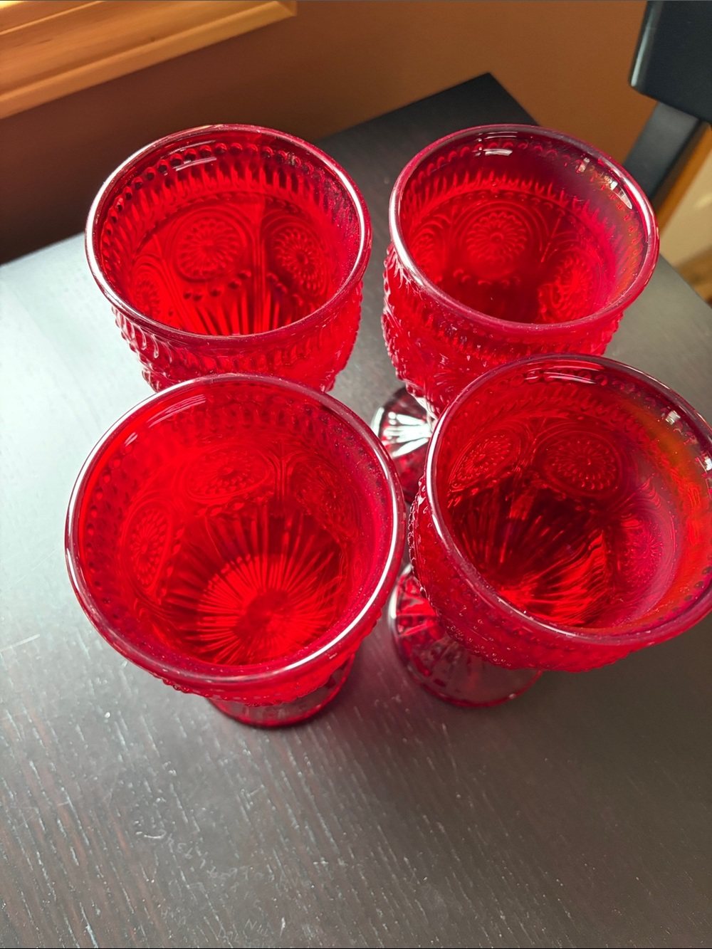 Pioneer Woman Adeline Ruby Red Water Goblet 12 oz. discontinued Perfect set of 4 - Picture 2 of 7